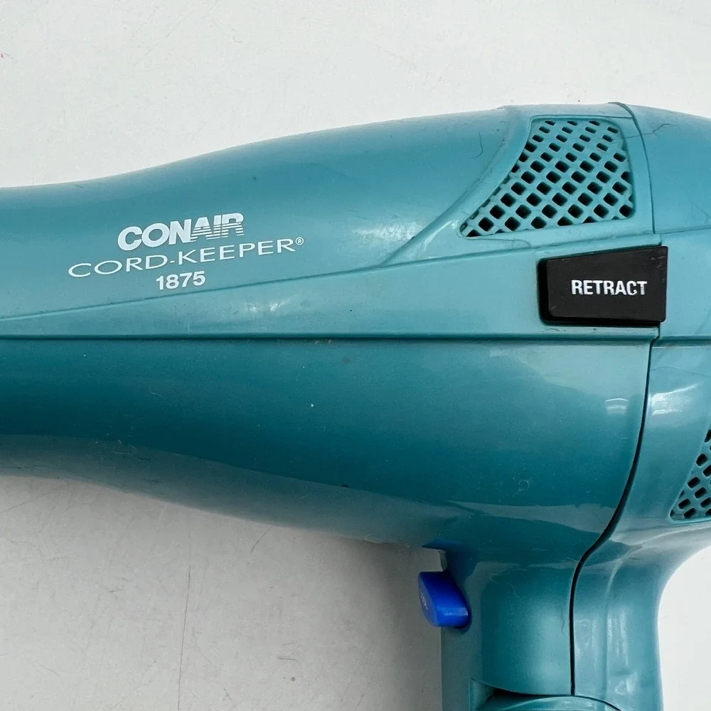 Conair Cord-Keeper 1875 Teal Retractable Cord Hair Dryer Dual Voltage 169RN